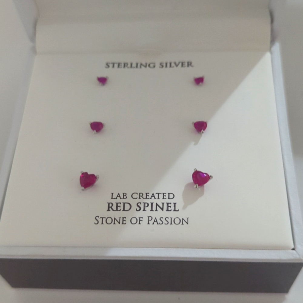 Red spinel heart earrings